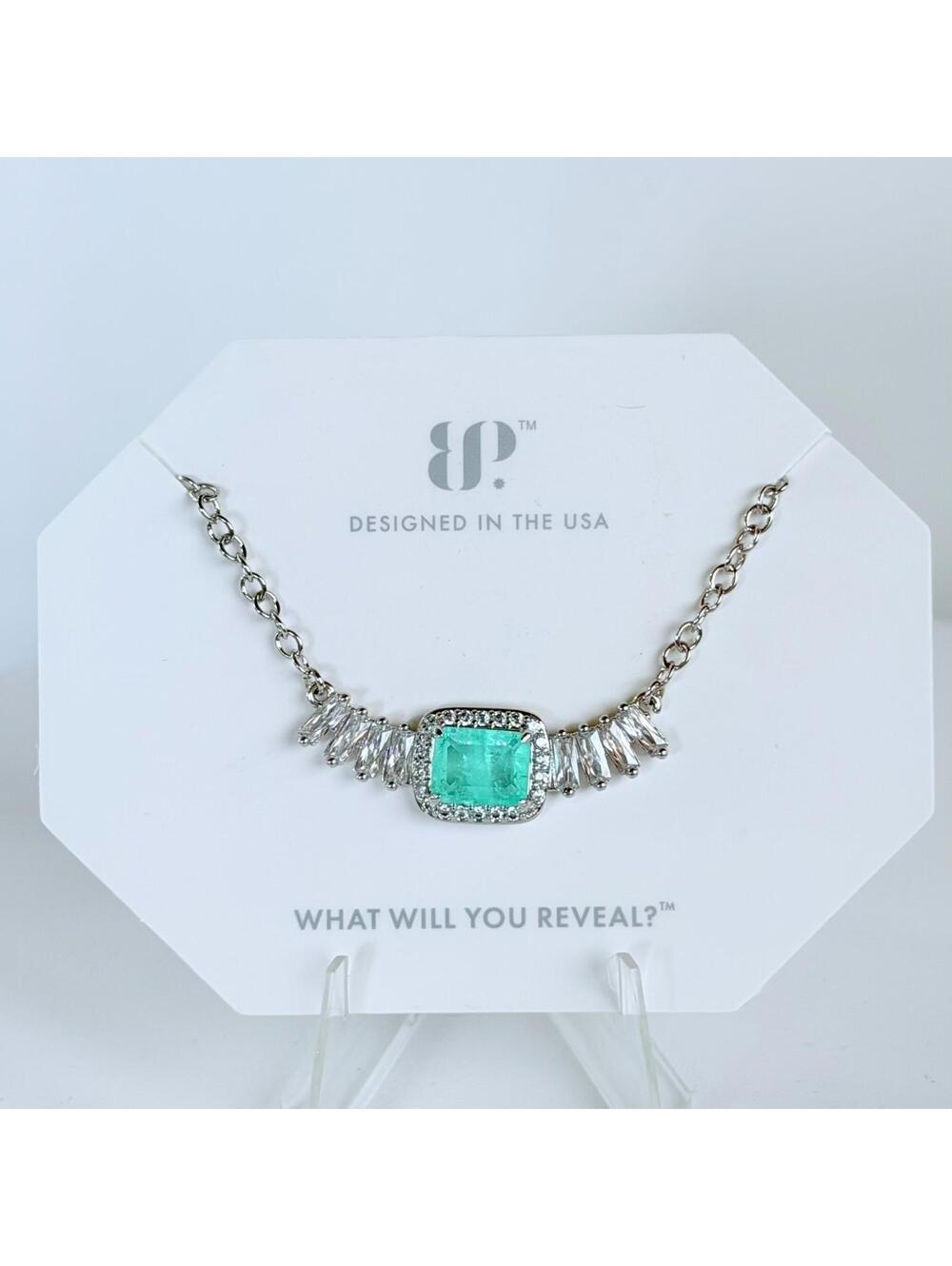 Bomb Party "Pale Dreams On The Horizon" Necklace Mint Green Tourmaline Rhodium
